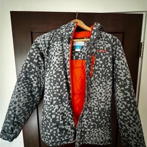 Columbia, Youth- Boy, Geometric Gray and Vibrant Orange Jacket